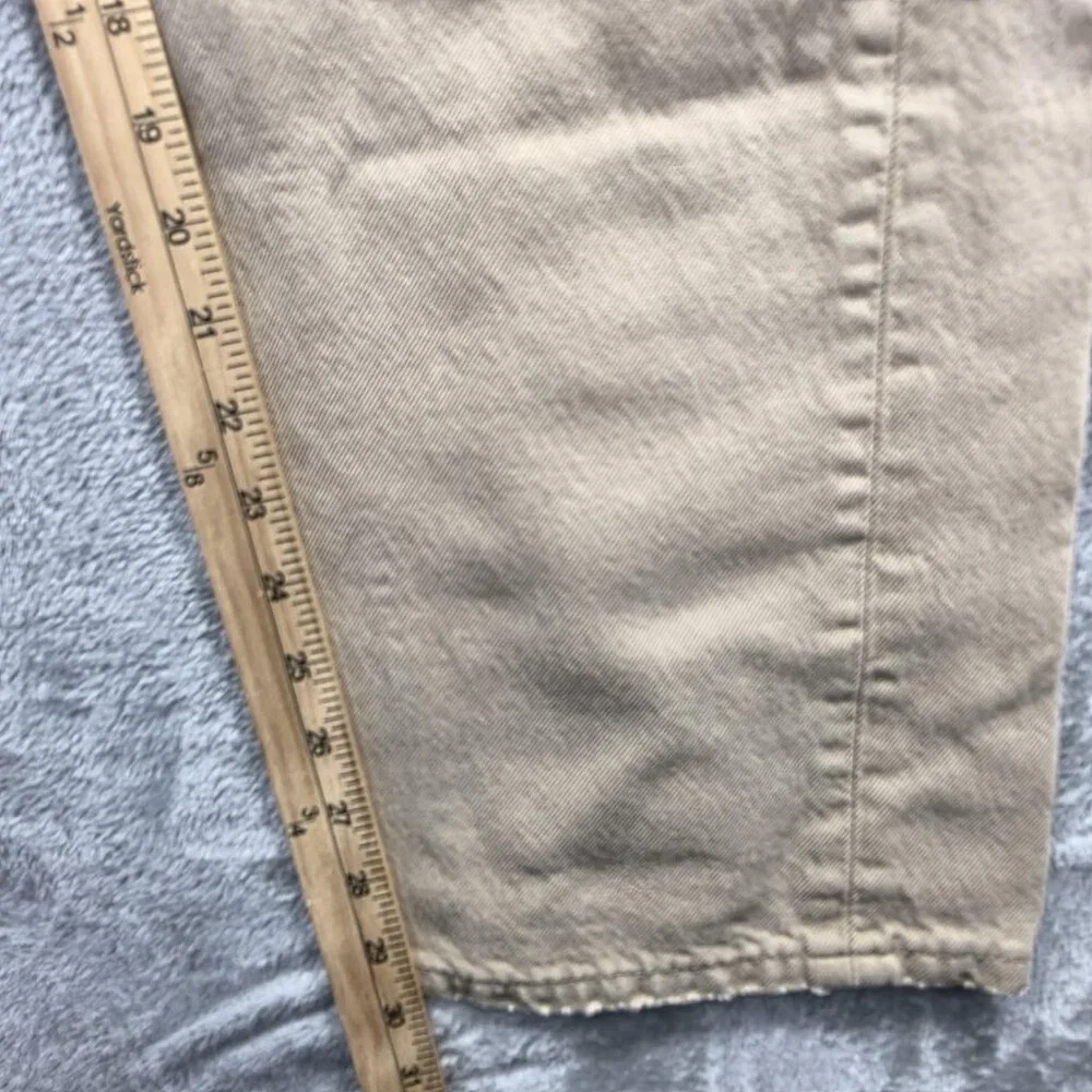 Vintage Levis 501 Jeans Mens 34x30 Khaki Button Fly Straight Made USA 501-0697